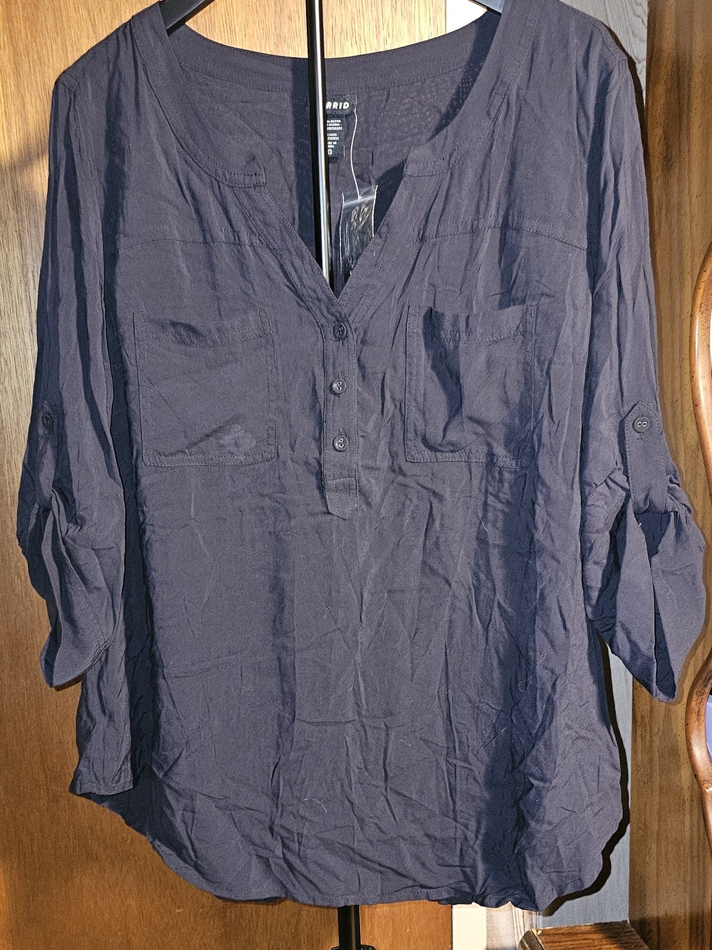 torrid Black Lightweight Button-Front Harper Blouse